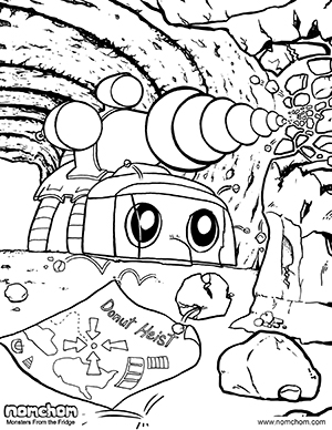 free coloring page - Donut Heist - Nomchom Monsters